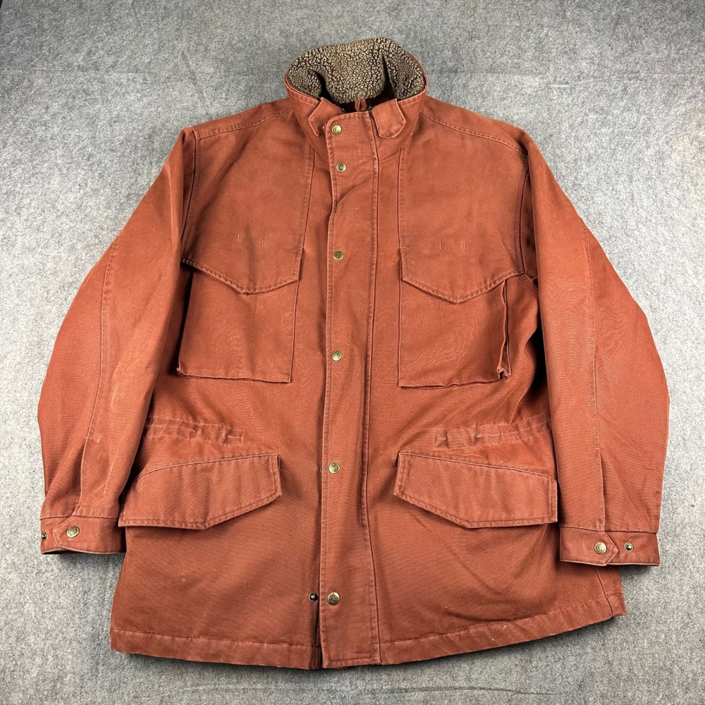 The Territory Ahead Men Field Chore Barn Jacket Large Rust Canvas Sherpa Collar